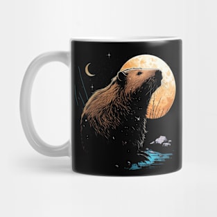 Cute Capybara In Moon Men Women Rodent Lovers Mug